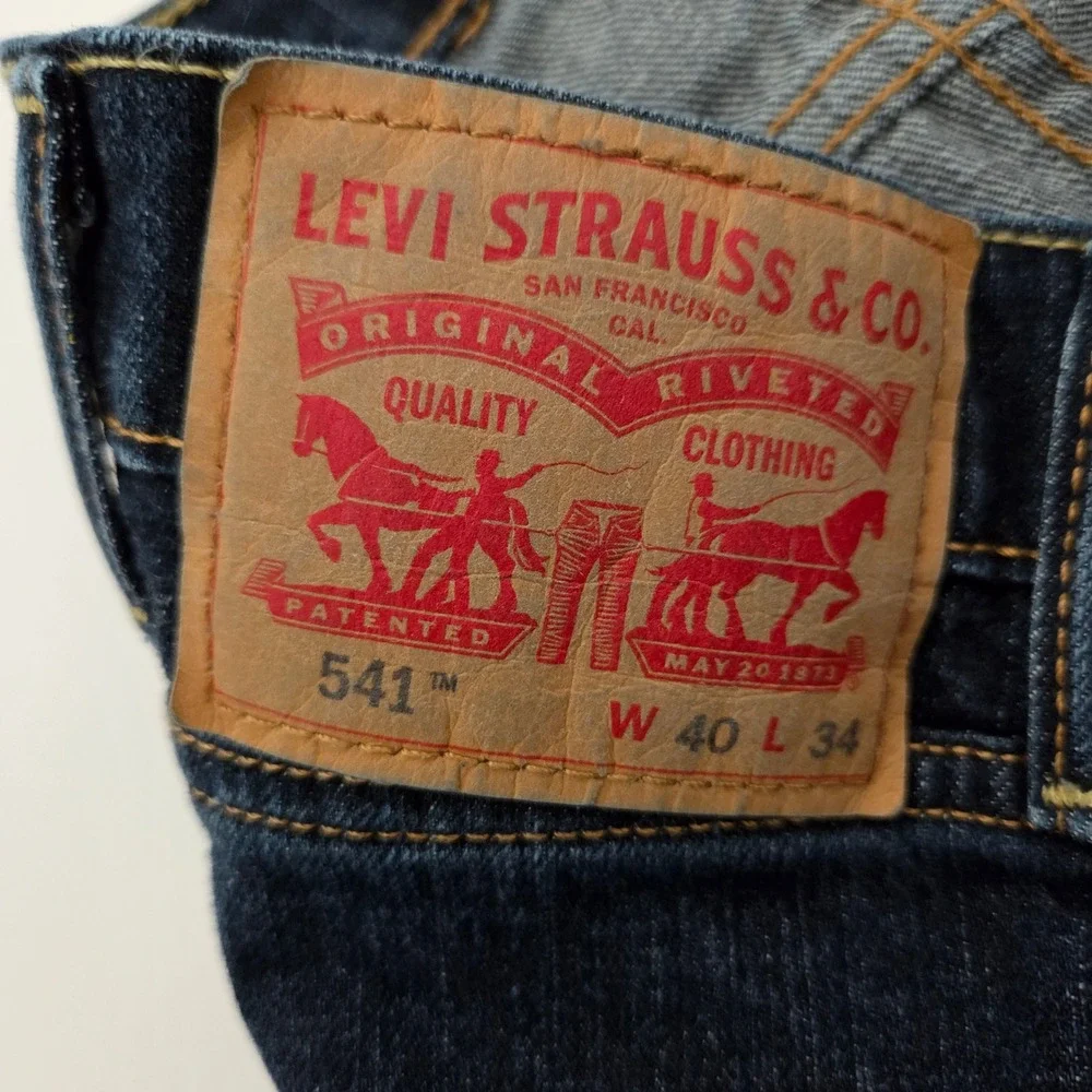 Levi's 541 Athletic Taper Blue Stretch Denim Jeans Mens 40x34